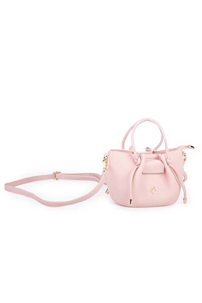 Nas Bag Kadın Mini Büzgülü Şık Çapraz Çanta Pudra
