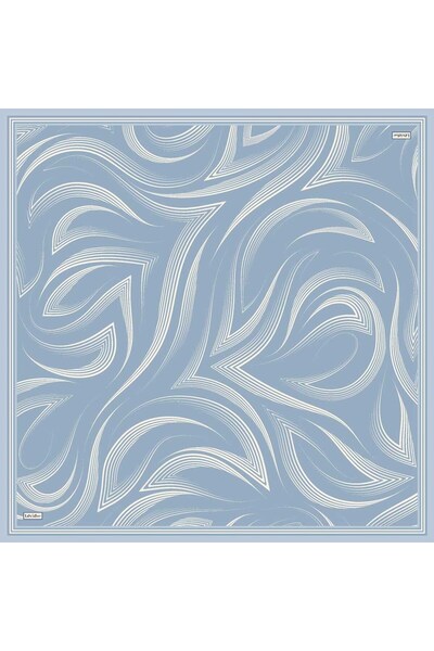 Levidor Baby Blue Soft Wave Patterned Twill Silk Scarf