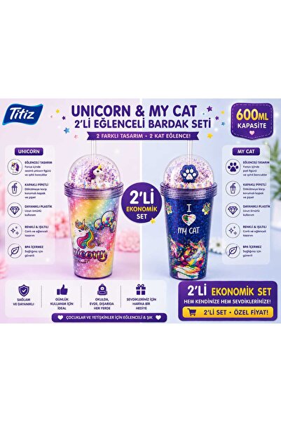 Titiz Plastik pipetli bardak