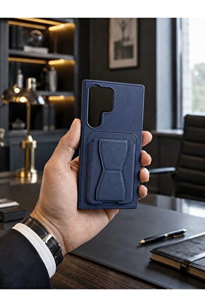 Case Samsung Galaxy S23 Ultra Uyumlu Lacivert Premium Deri Kartlıklı Telefon ...