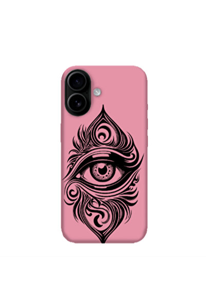Other Apple Iphone 16 plus Eye patterned drawing Pink Colored Silicone TPU Θήκη