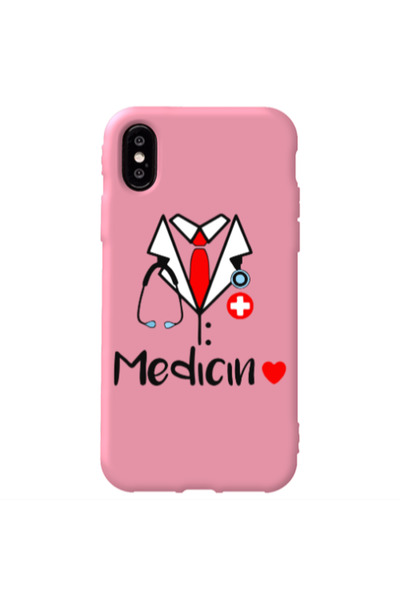 Other Apple iPhone Xs Max Medicin Pink Colored Silicone TPU Θήκη