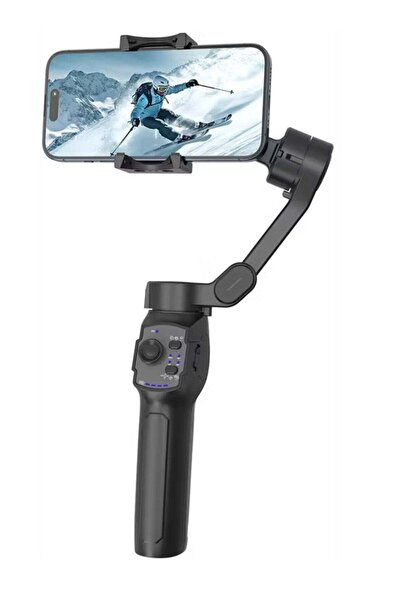 porodo 3-Axis Gimbal with Stabilizer Magnetic Fill Light, Smart Live Tracking, Long Battery Life, One-Key Angle Switch, 780 Minutes Working Time - Black