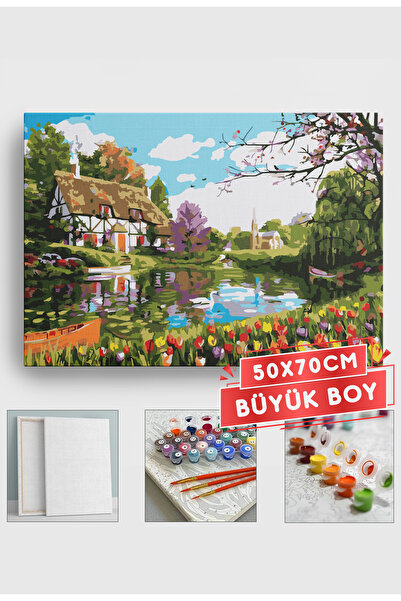 Akihabara Sayılarla Boyama Hobi Seti Çerçeveli Numaralı Tuval Fırça Boya Dahi...