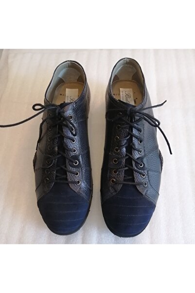 Butik Tülin Men's Genuine Cowhide Leather Navy Blue Nubuck Toe Cap Non-Slip T...