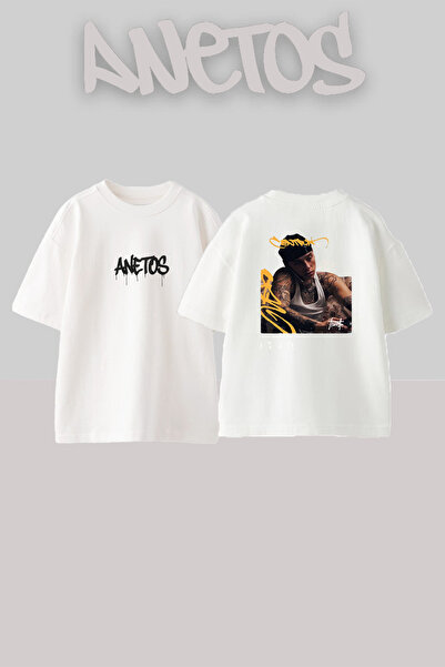 Anetos Central Cee_15 Σχεδιασμένο με στάμπα Unisex Oversize Λευκό T-shirt
