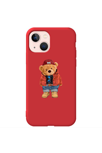 Other Apple iPhone 13 Bear in a hat Red Colored Silicone TPU Θήκη
