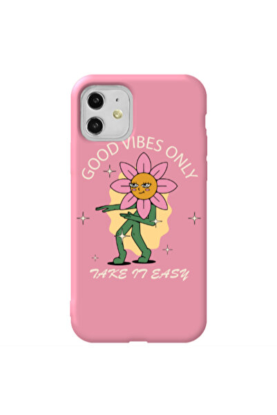 Other Apple iPhone 11 Good Vibes Only Pink Colored Silicone TPU Θήκη