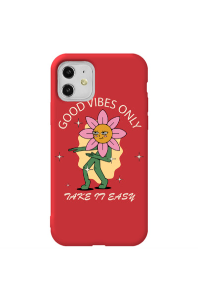 Other Apple iPhone 11 Good Vibes Only Red Colored Silicone TPU Θήκη