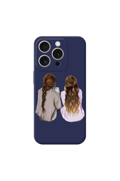 Other Apple iPhone 15 Pro Friends Dark blue Colored Silicone TPU Θήκη