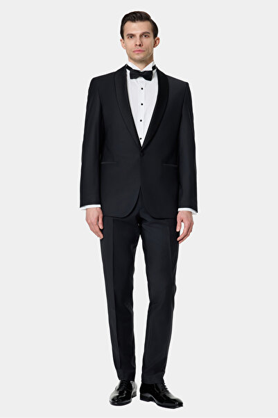 Damat Slim Fit Siyah Düz Damatlık & Smokin Takim