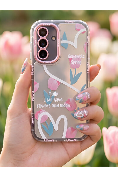 Rivor Samsung Galaxy S24 FE Uyumlu Kılıf Kamera Korumalı Aynalı Flower Desenl...