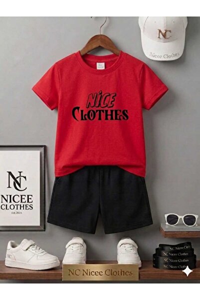 NC Nicee Clothes Summer Children's T-Shirt Shorts Unisex (Handwritten Nice Pr...