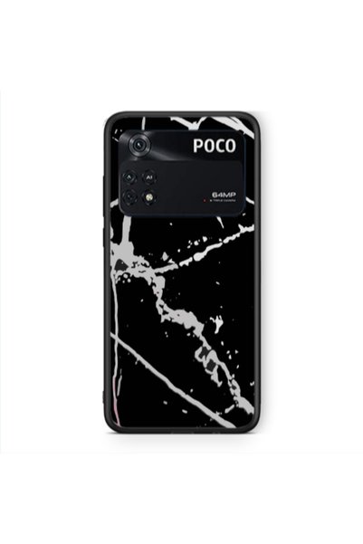 Other Xiaomi Poco M4 Pro 4G Marble Cream Cracks Black Glossy Θήκη