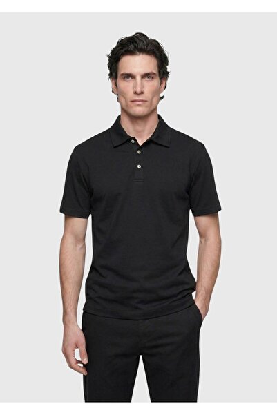 Ramsey Black Plain Cotton Blend T-Shirt
