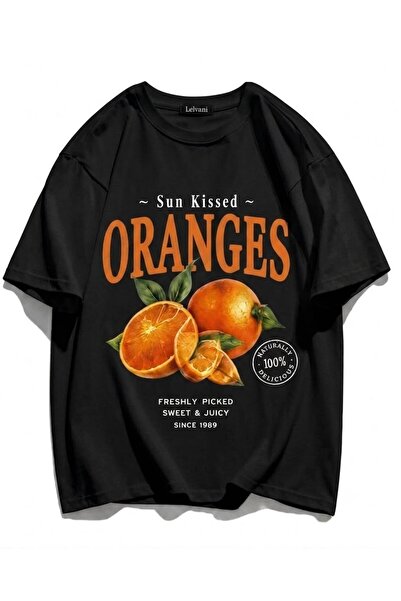 LELVANİ Sun Kissed Oranges Freshly Juicy Orange Printed T-Shirt
