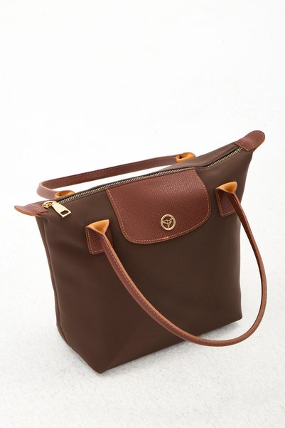 Garbalia Giza Satin Large Size Women's Brown Shoulder Bag