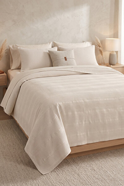 Nart Home 100% Cotton Border-Edged Single Pique Ecru 160X230