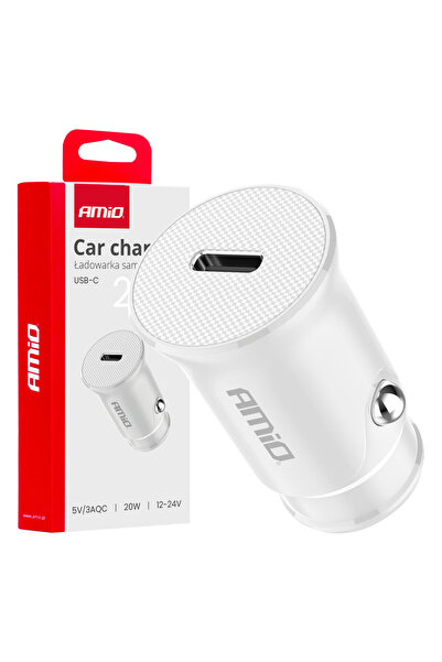 AMIO Incarcator auto USB-C 20W AMiO, alimentare 12-24V DC, incarcare rapida p...