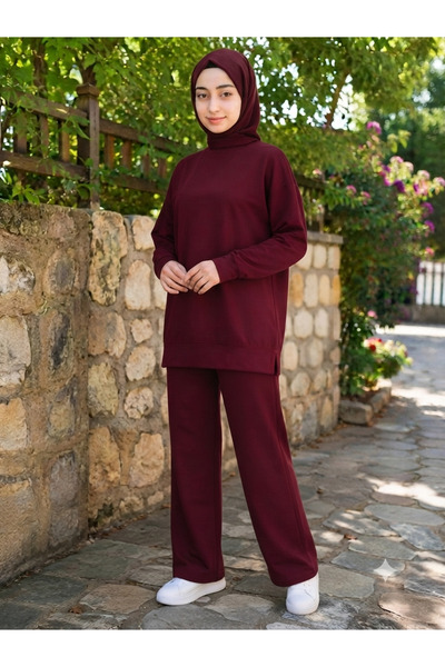 MEBA Women's Islamic Clothing Summer Thin Fabric Self-Line Detailed Crew Neck...