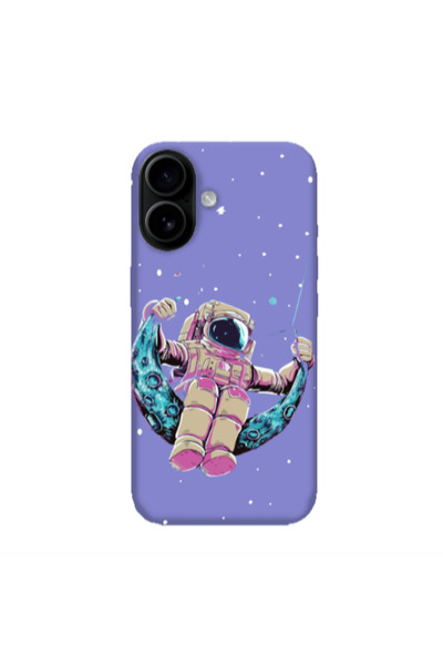 Other Apple Iphone 16 plus Astronaut swinging on the moon Purple Colored Sili...