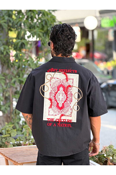 manch collection Back Embroidery and Printed Oversize Shirt