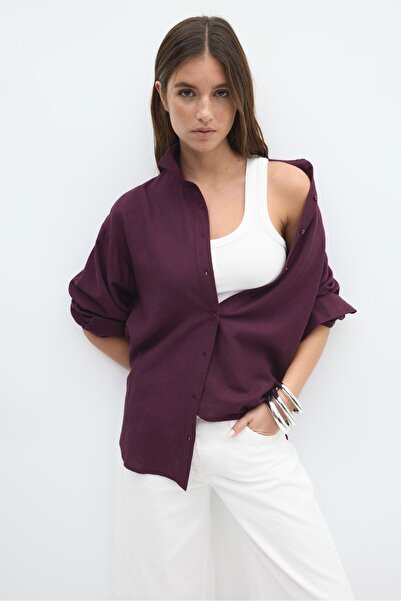 Stradivarius Linen-effect flowing shirt