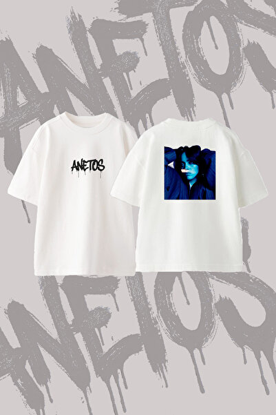 Anetos Billie Eilish_9 Design Printed Oversize Crew Neck T-Shirt White