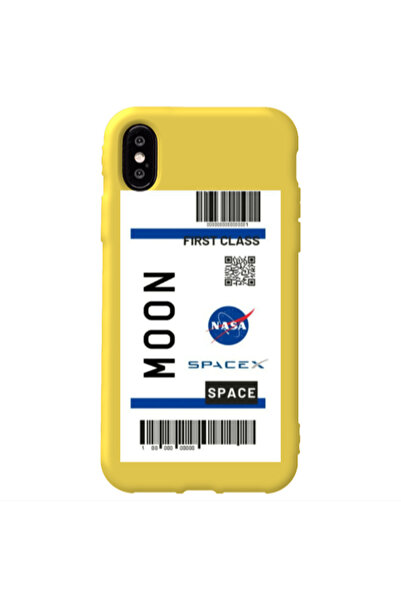 Other Apple iPhone Xs Moon spacex Yellow Colored Silicone TPU Θήκη