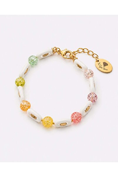 THE GEM STORIES JEWELRY Πολύχρωμο βραχιόλι με κρύσταλλα κρακελέ και τετράγωνο...