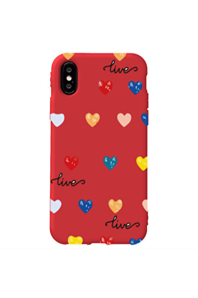 Other Apple iPhone Xs Max Heart Lives Red Colored Silicone TPU Θήκη