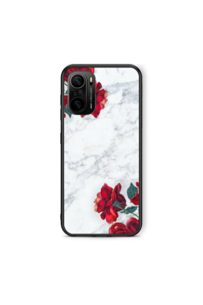 Other Xiaomi Poco F3 Marble and roses Black Glossy Θήκη