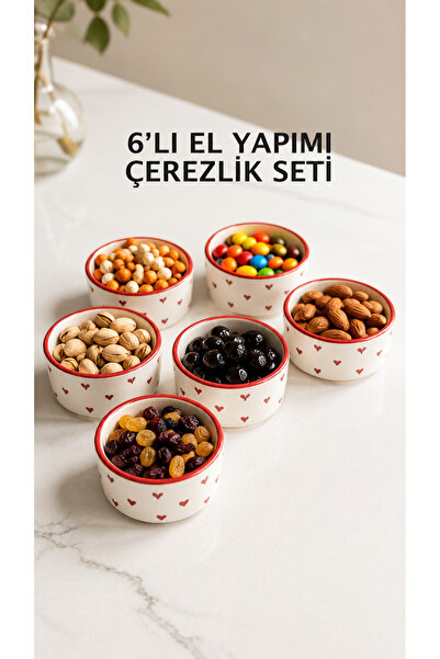 EvaniLife Red Love Series Handmade Ceramic Soufflé Bowl Set of 6 - Ice Cream ...