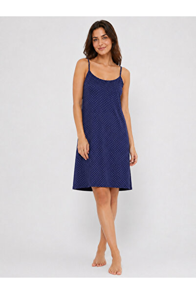 AYSUN TEKSTİL Women's 100% Cotton Polka Dot Patterned Thin Strap Dress & Nigh...
