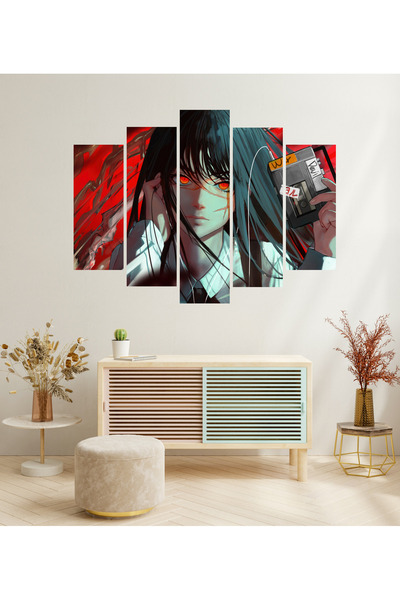 tablomaxtbx 5 Parça Yoru Chainsaw Man Savaş Şeytanı Dekoratif MDF Tablo Seti ...