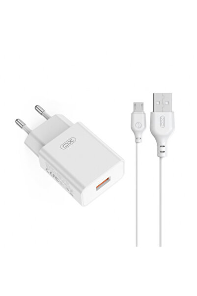 XO Design Incarcator Retea Cu Cablu microUSB L127, 18W, 3A, 1 x USB-A, Alb