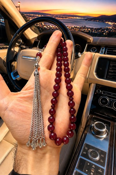 A-STİL TAKI صندوق هدايا للرجال، سبحة بسلسلة طويلة وشرابة بتصميم عثماني على شكل كرة، مقطوعة بشكل كروي