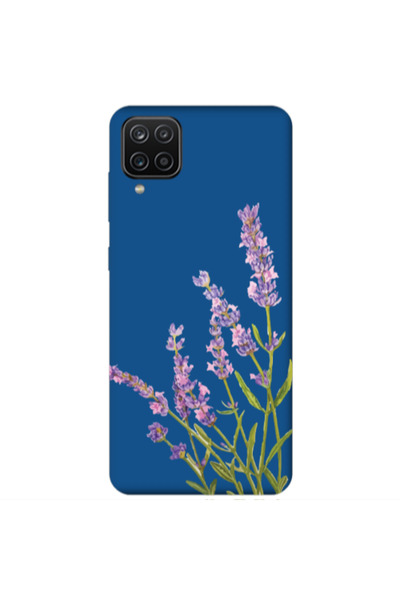 Other Samsung A12 Flowers 8 Blue Colored Silicone TPU Θήκη