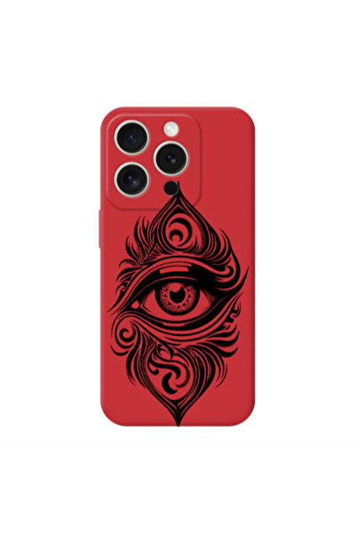 Other Apple Iphone 16 Pro Eye patterned drawing Red Colored Silicone TPU Θήκη