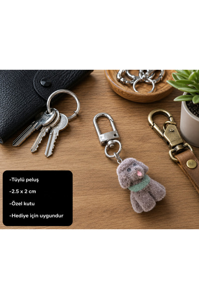 HER ŞEY NOTA www.herseynota.com Cute Plush Dog Charm Keychain – Soft Mini Plu...