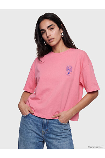 LC Waikiki Trendlucky 100% Cotton Oversize Women's T-Shirt with a Difference