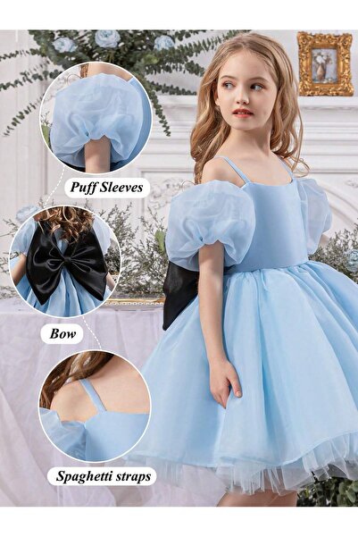 JO FASHION فستان الأميرات بفيونكة وحمالات رفيعة