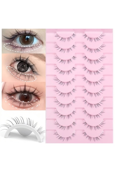 Choice 6mm C Black & Silver 10 pairs of transparent stem natural lower eyelas...