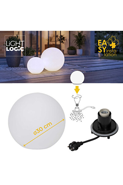 LightLogic Lampă decorativă de grădină LL BELO 30 M, tip sferă, E27, IP65, al...