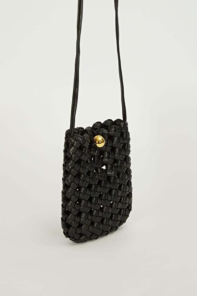 Levidor Black Buckle Knitted Model Shoulder Bag