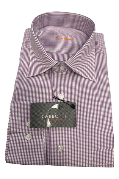 OEM Men's lilac plaid shirt, long sleeve, Cotton- Polyester, size M (39.40)