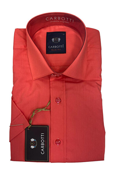 OEM Camasa barbati corai, cu maneca scurta, bumbac-poliester, marime S slim-fit