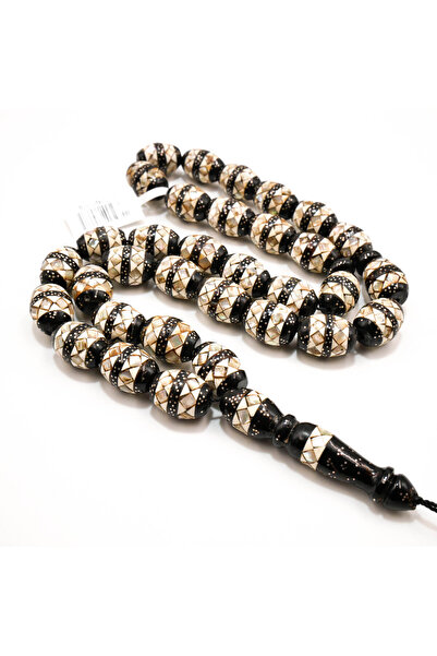 Generic Silver-Inlaid Yusr Rosary 33 Beads 12x16mm Dove Egg Prayer Beads 70g ...