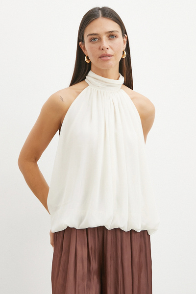 UTERPE Halter Yaka Drape Bluz