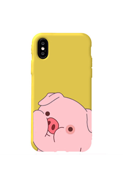 Other Apple iPhone Xs Piggy 2 Yellow Colored Silicone TPU Θήκη